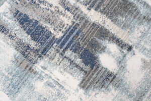 Tappeto Rivoli Crema Blu Astratto Sfumature con Frange