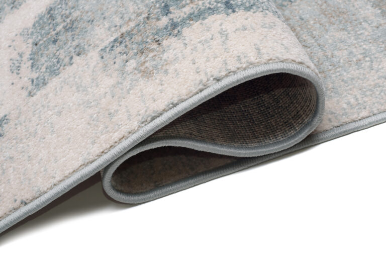 Tappeto Rivoli Crema Blu Astratto Sfumature con Frange