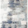 Tappeto Rivoli Blu Scuro Grigio Astratto con Frange
