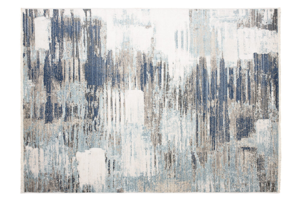 Tappeto Rivoli Blu Scuro Grigio Astratto con Frange