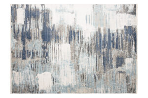 Tappeto Rivoli Blu Scuro Grigio Astratto con Frange