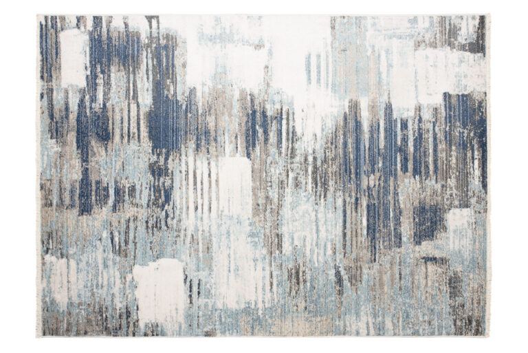 Tappeto Rivoli Blu Scuro Grigio Astratto con Frange