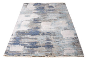 Tappeto Rivoli Blu Scuro Grigio Astratto con Frange