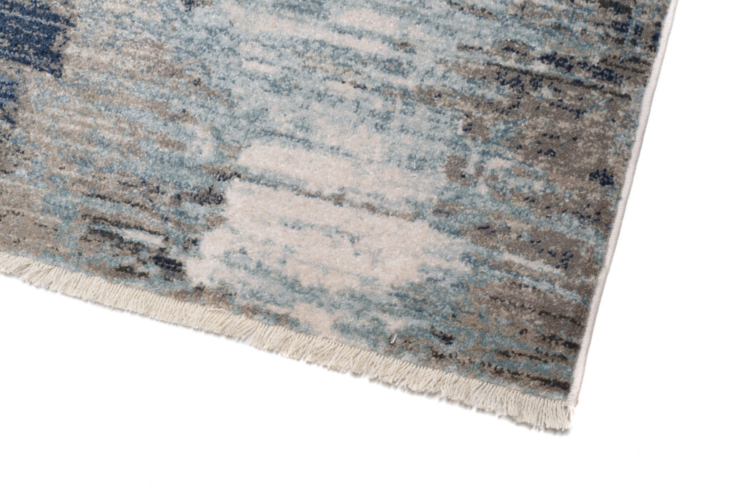 Tappeto Rivoli Blu Scuro Grigio Astratto con Frange
