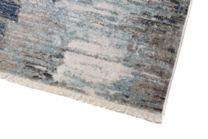 Tappeto Rivoli Blu Scuro Grigio Astratto con Frange