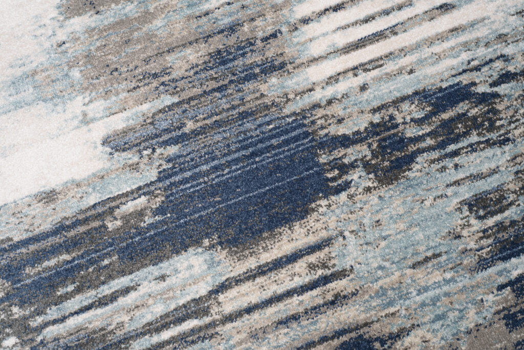 Tappeto Rivoli Blu Scuro Grigio Astratto con Frange