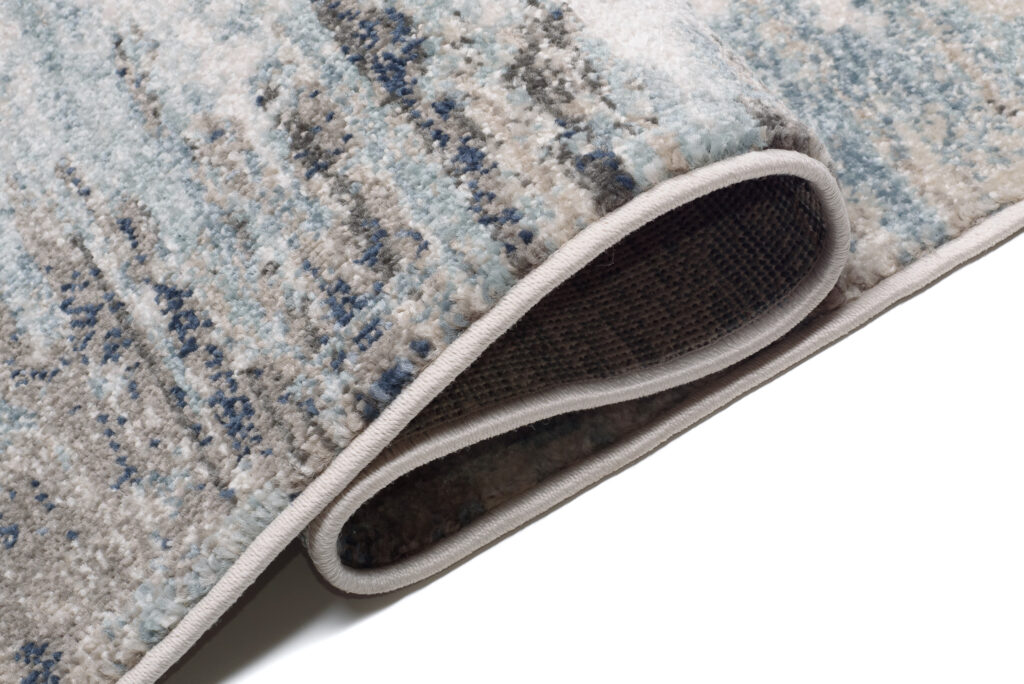 Tappeto Rivoli Blu Scuro Grigio Astratto con Frange