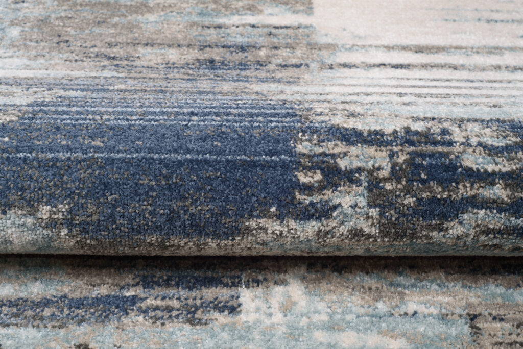 Tappeto Rivoli Blu Scuro Grigio Astratto con Frange