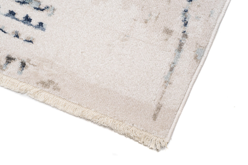 Tappeto Rivoli Blu Scuro Crema Astratto con Frange