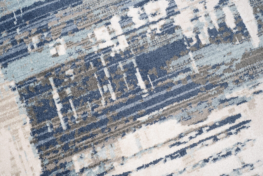 Tappeto Rivoli Blu Scuro Crema Astratto con Frange