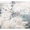 Tappeto Rivoli Crema Blu Astratto Vernice con Frange