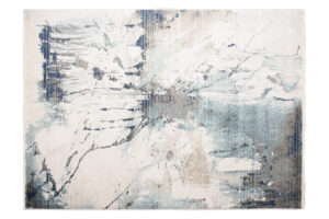 Tappeto Rivoli Crema Blu Astratto Vernice con Frange