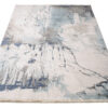 Tappeto Rivoli Crema Blu Astratto Vernice con Frange