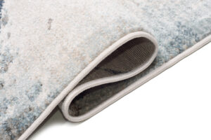 Tappeto Rivoli Crema Blu Astratto Vernice con Frange