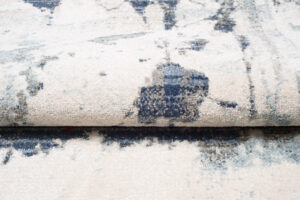 Tappeto Rivoli Crema Blu Astratto Vernice con Frange