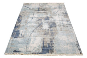 Tappeto Rivoli Blu Linee Astratto con Frange