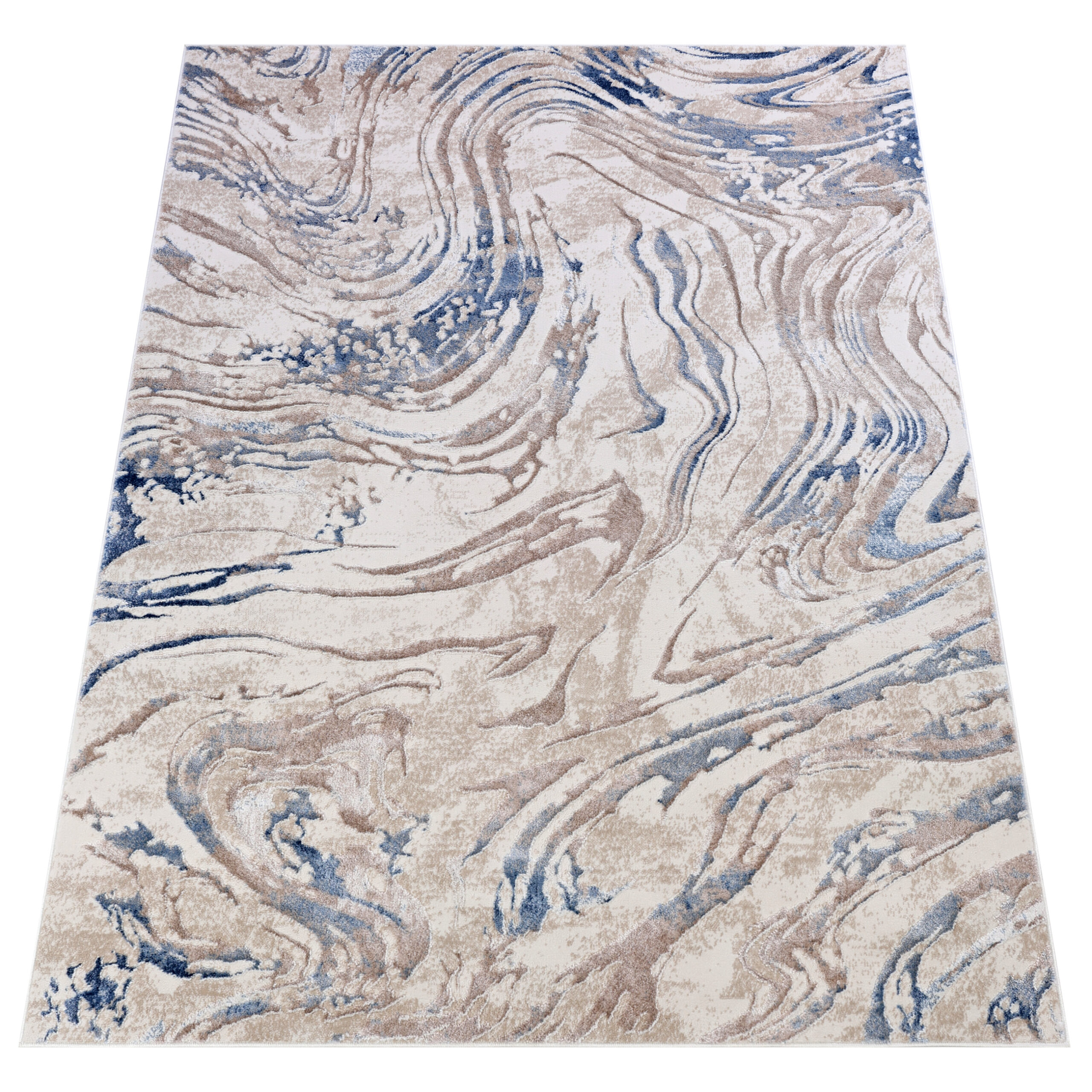 Tappeto Como Beige Blu Marmo
