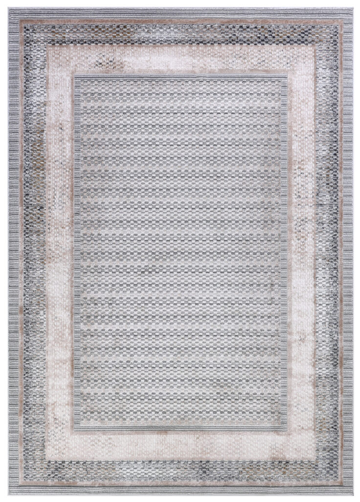 Tappeto Como Grigio Beige con Cornice