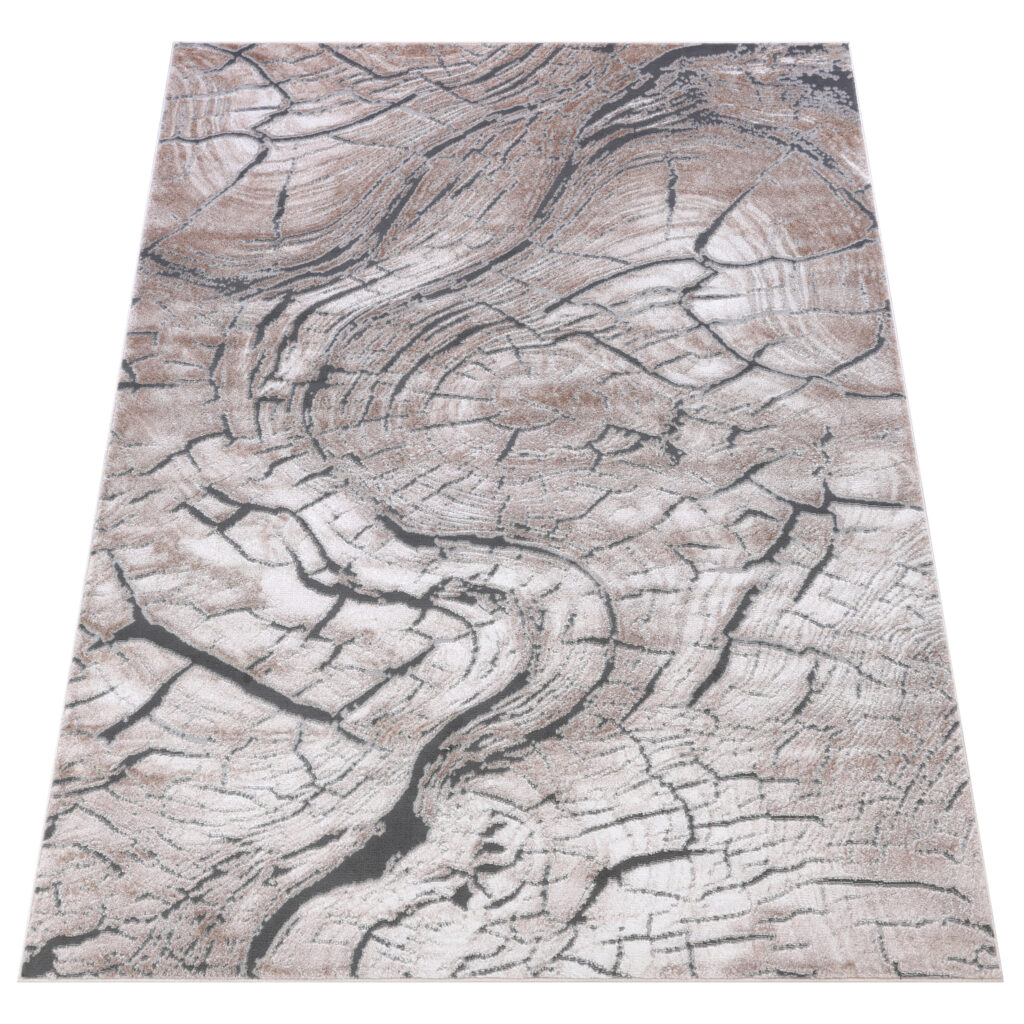 Tappeto Como Beige Grigio Struttura Legno
