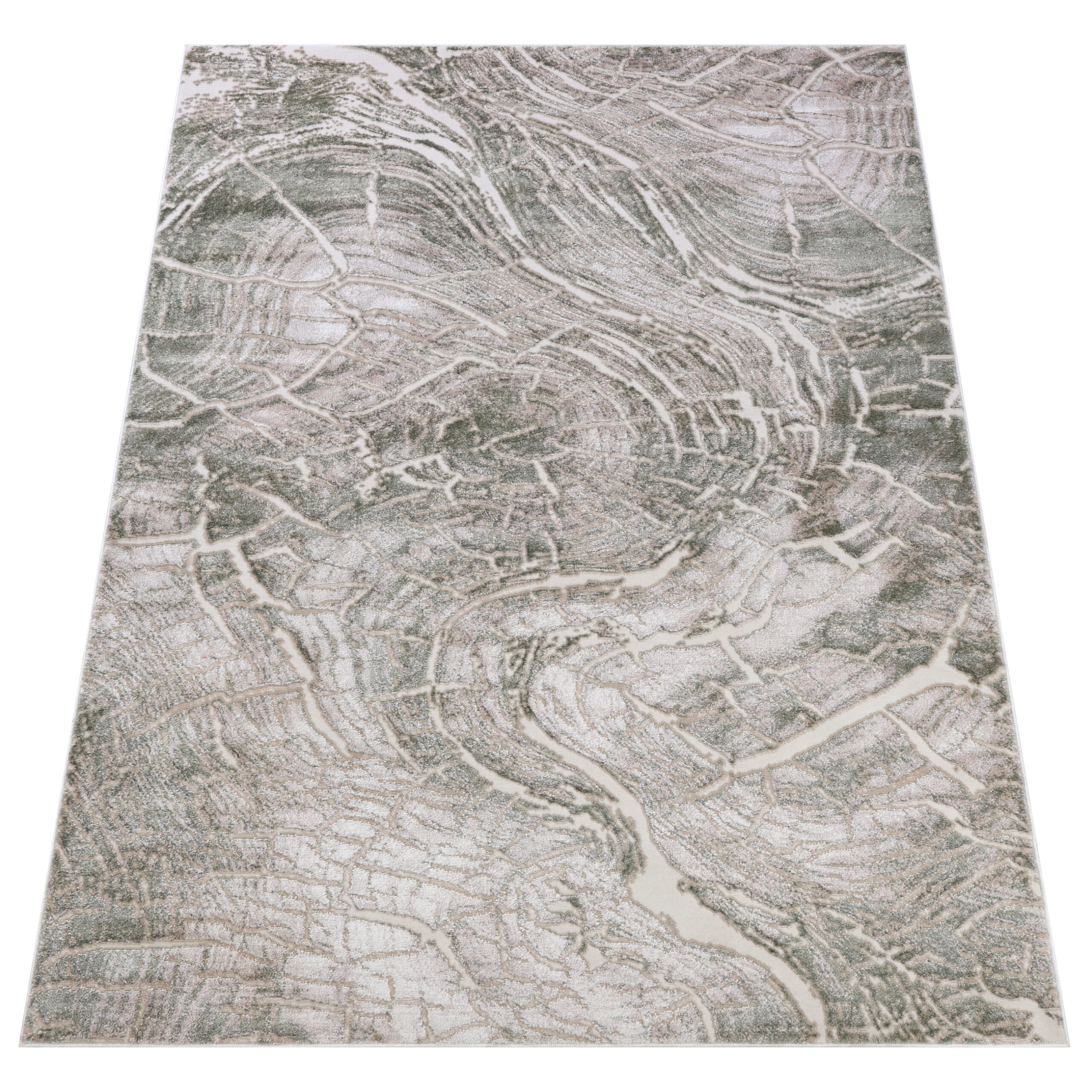 Tappeto Como Beige Verde Struttura Legno