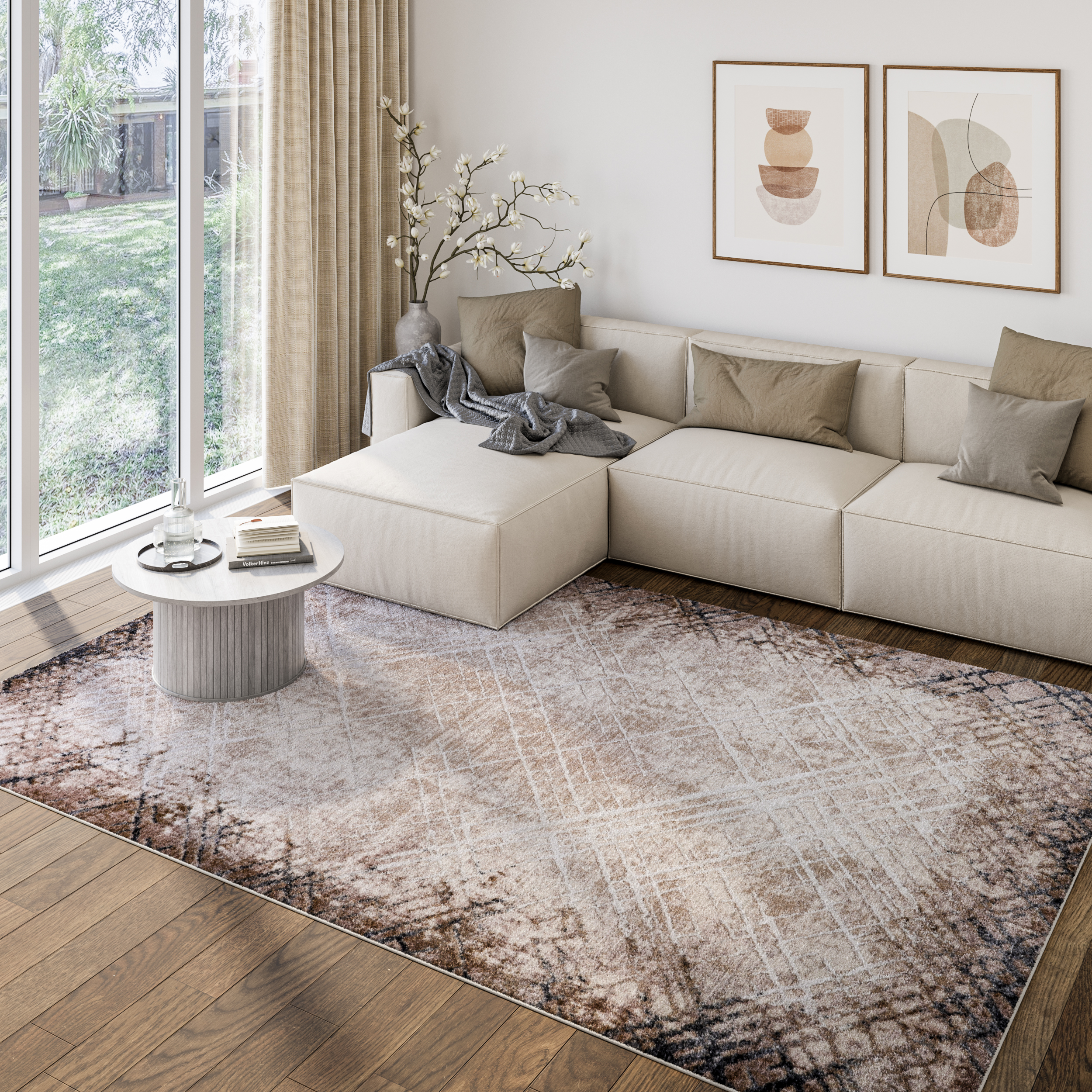 Tappeto Como Beige Crema a Quadri