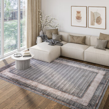 Tappeto Como Grigio Beige con Cornice