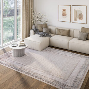 Tappeto Como Crema Beige con Cornice