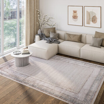 Tappeto Como Crema Beige con Cornice
