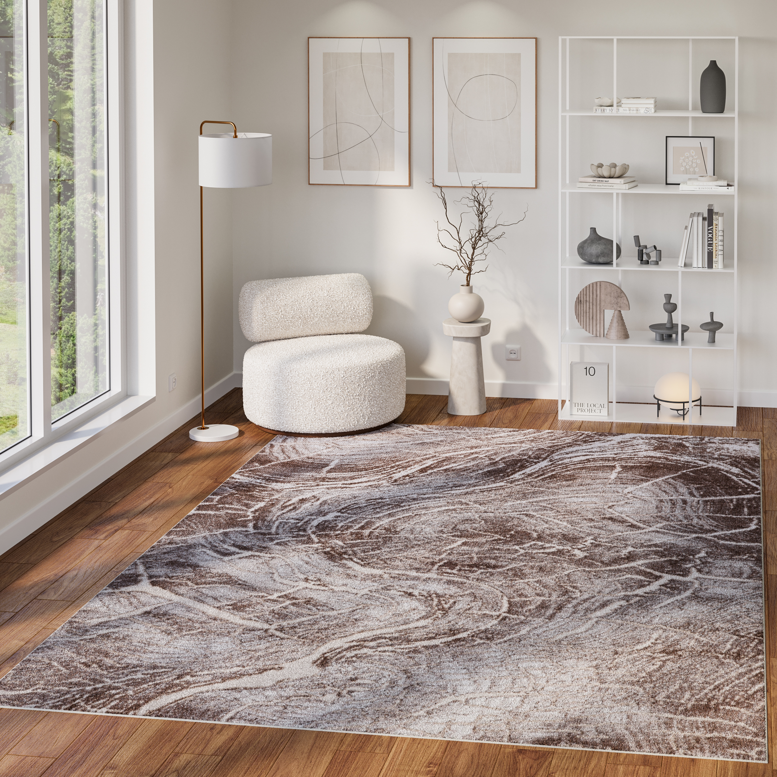 Tappeto Como Beige Struttura Legno