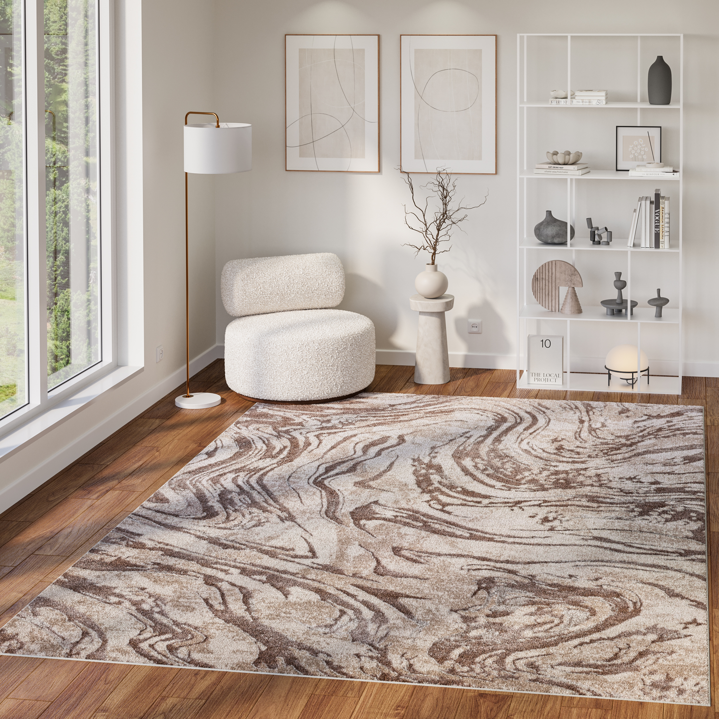 Tappeto Como Beige Crema Marmo
