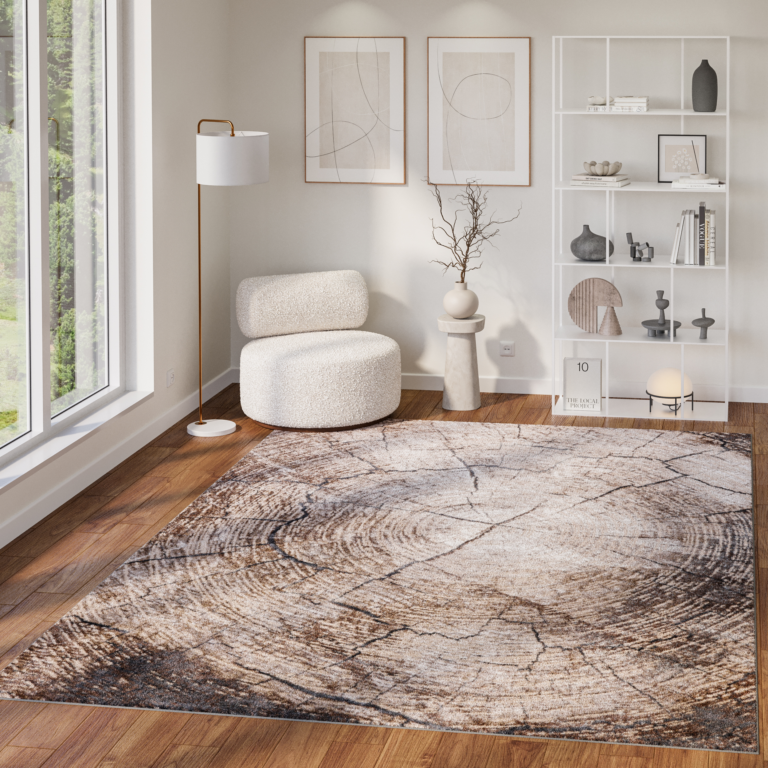 Tappeto Como Marrone Beige a Tronco d'Albero