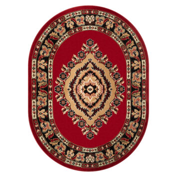 Tappeto Atlas Ovale Rosso Beige Tradizionale Rosetta