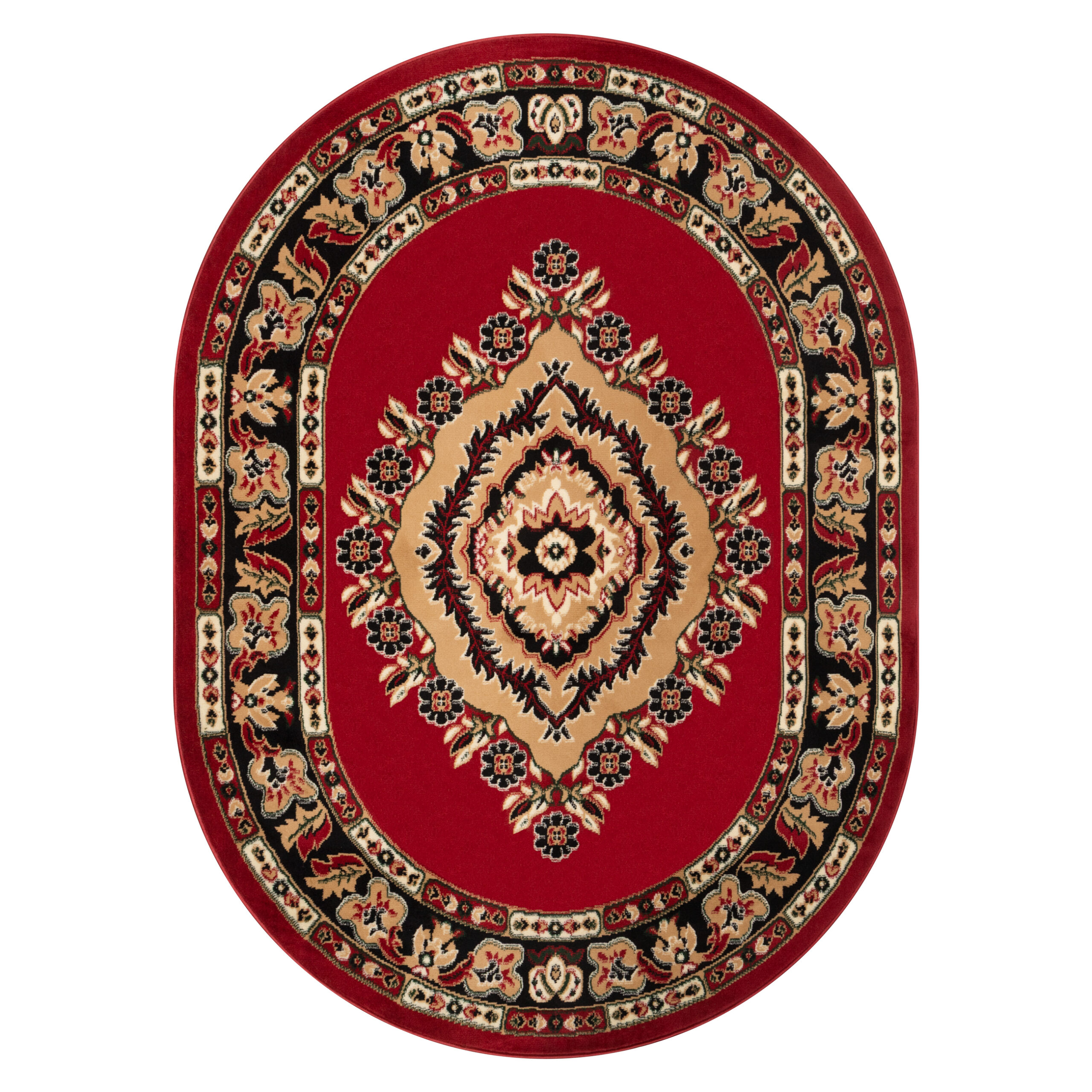 Tappeto Atlas Ovale Rosso Beige Tradizionale Rosetta