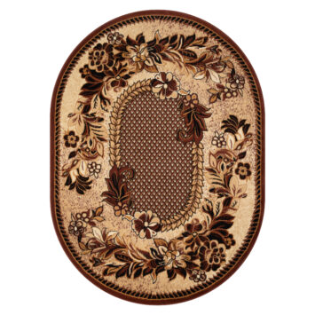 Tappeto Atlas Ovale Beige Marrone Moderno Floreale