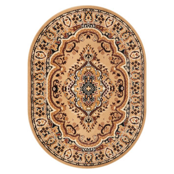 Tappeto Atlas Ovale Beige Marrone Tradizionale Medaglione
