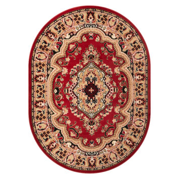 Tappeto Atlas Ovale Rosso Beige Tradizionale Medaglione