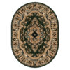 Tappeto Atlas Ovale Verde Beige Tradizionale Medaglione