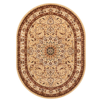 Tappeto Atlas Ovale Beige Marrone Tradizionale Rosetta Cornice