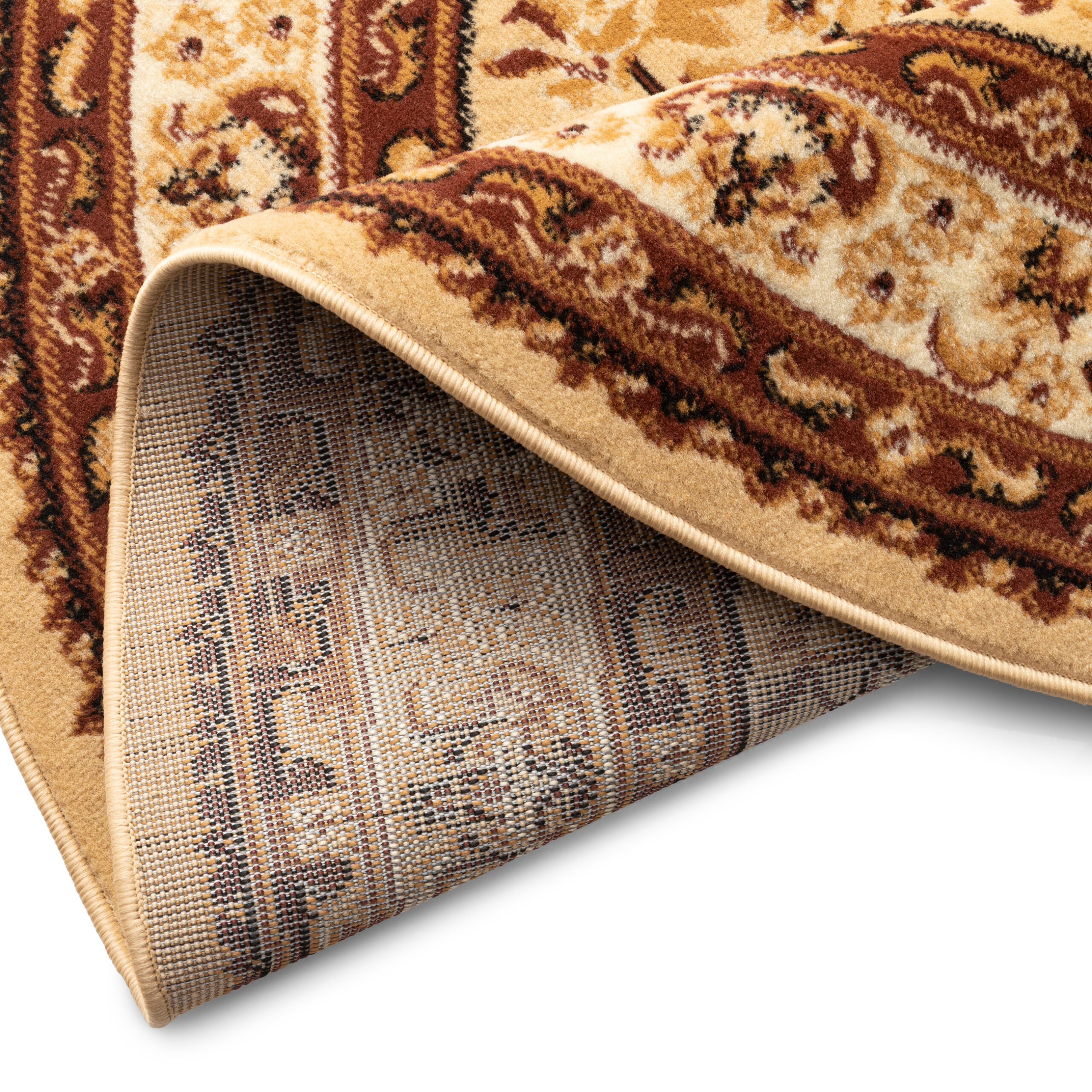 Tappeto Atlas Ovale Beige Marrone Tradizionale Rosetta Cornice