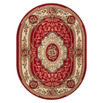 Tappeto Atlas Ovale Rosso Crema Tradizionale Medaglione