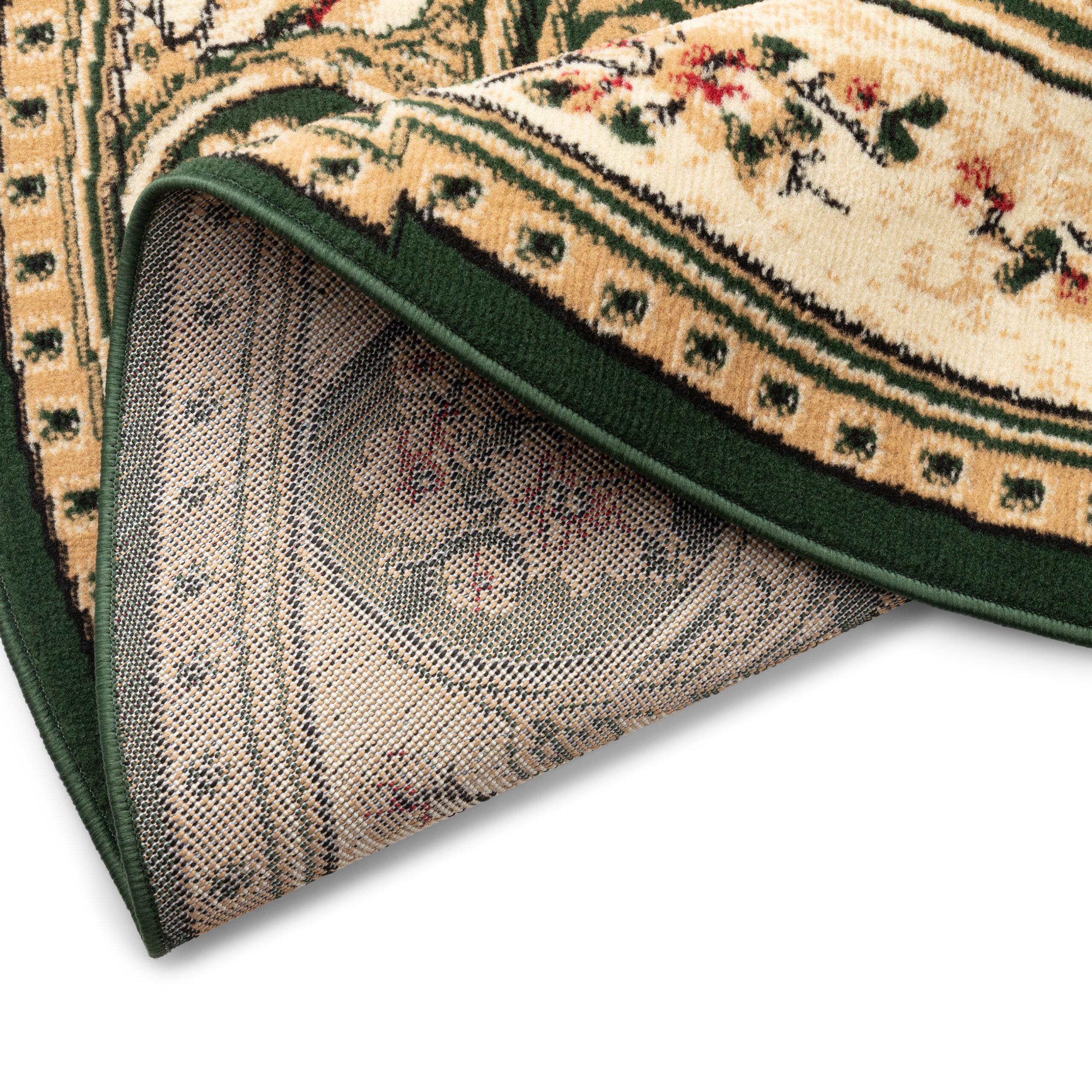 Tappeto Atlas Ovale Verde Crema Tradizionale Medaglione
