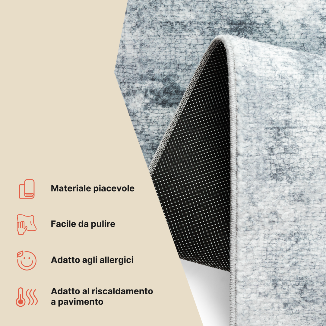 Tappeto Bari Motivo Astratto Grigio Blu Antiscivolo
