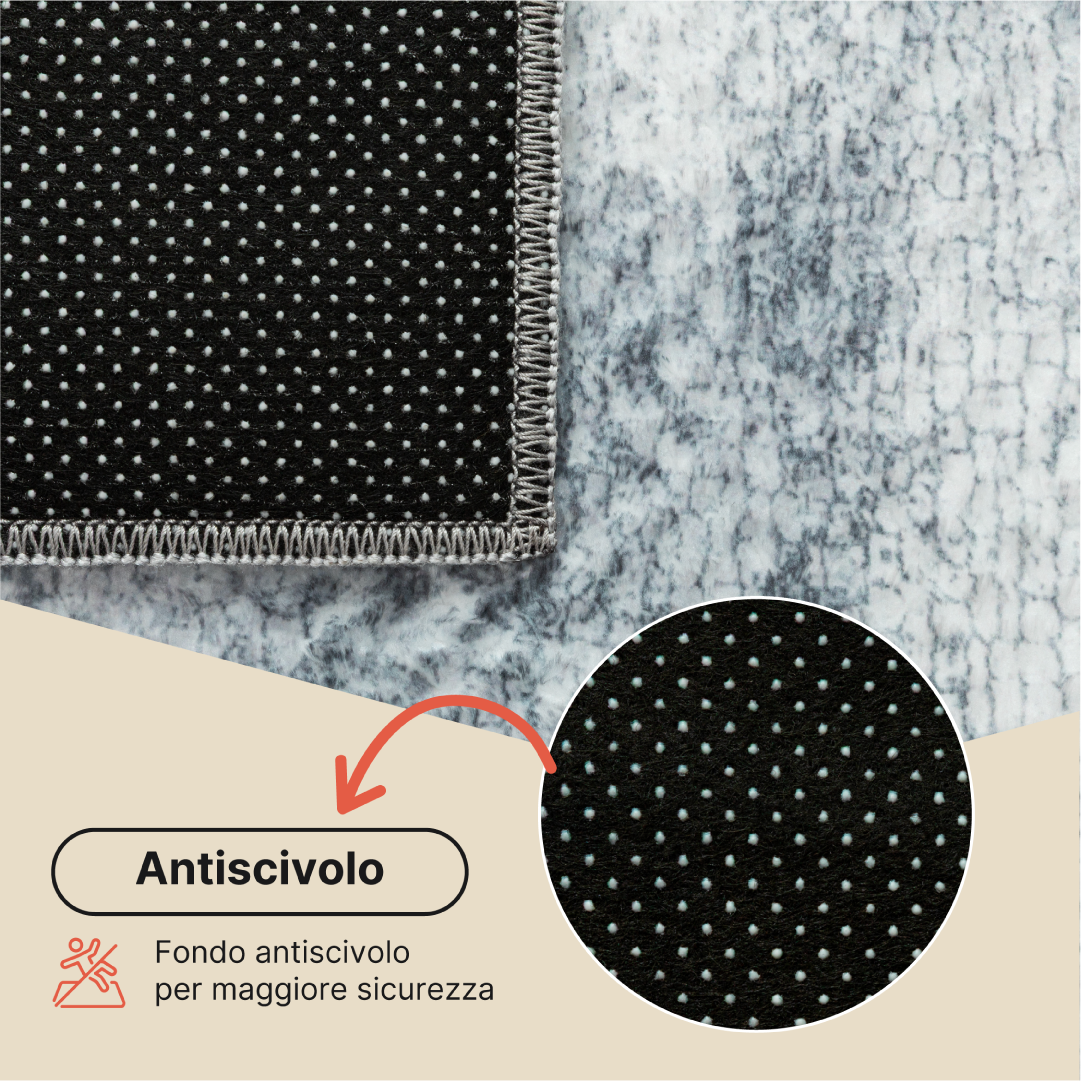 Tappeto Bari Motivo Astratto Grigio Blu Antiscivolo