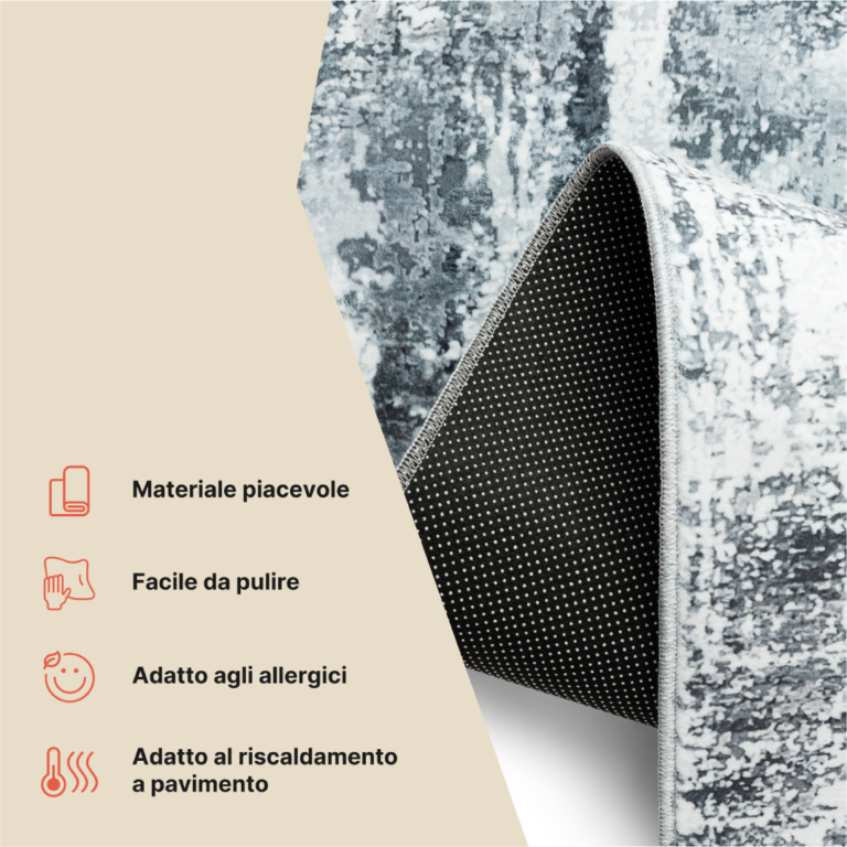 Tappeto Bari Motivo Astratto Grigio Scuro Antiscivolo