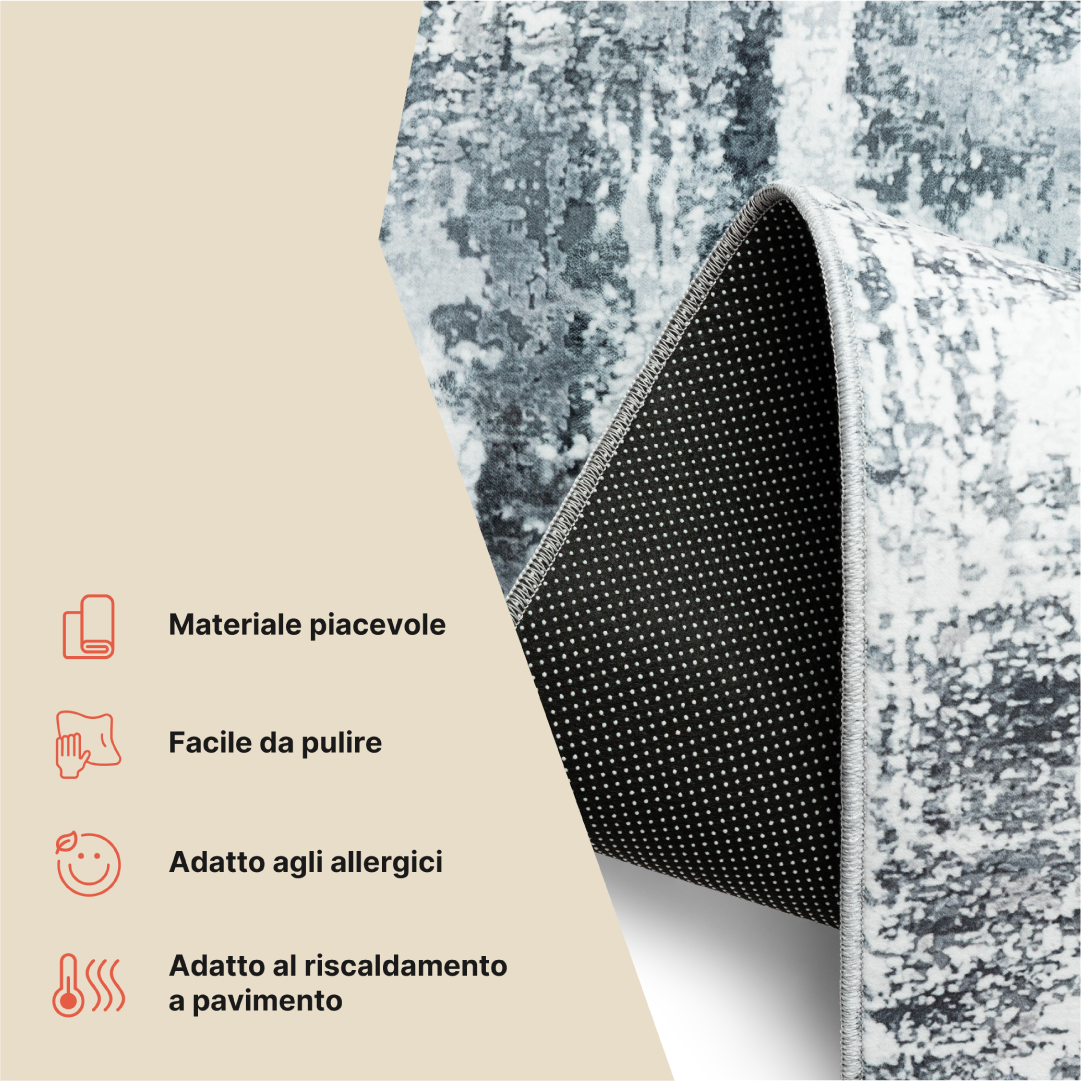 Tappeto Bari Motivo Astratto Grigio Scuro Antiscivolo