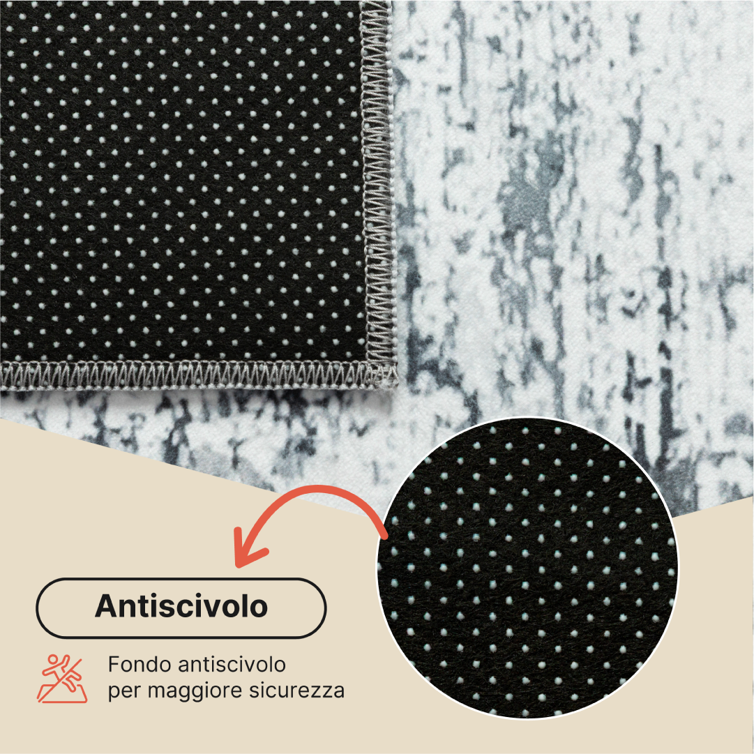 Tappeto Bari Motivo Astratto Grigio Scuro Antiscivolo