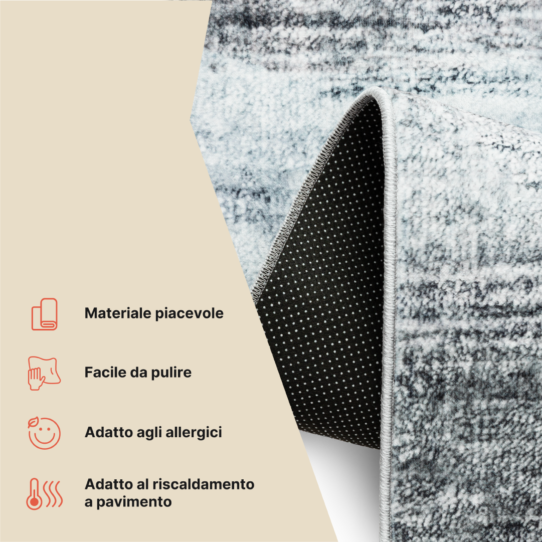 Tappeto Venezia Astratto Moderno Blu Grigio Antiscivolo