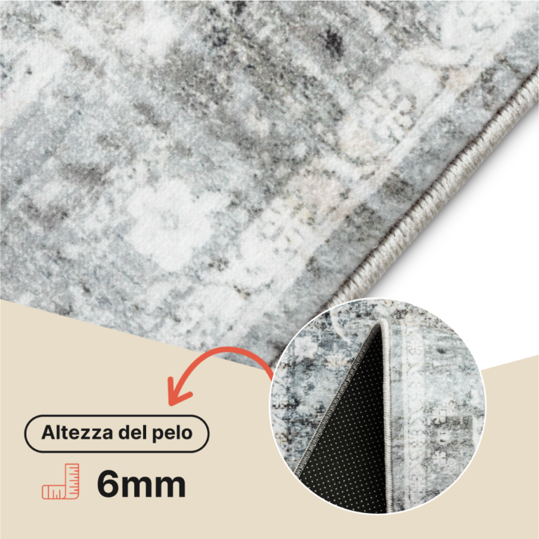 Tappeto Venezia Ornamento Astratto Grigio Blu Crema Antiscivolo