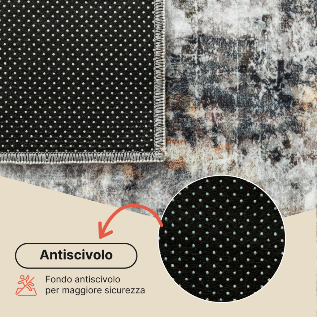 Tappeto Bari Astratto Multicolore Antiscivolo