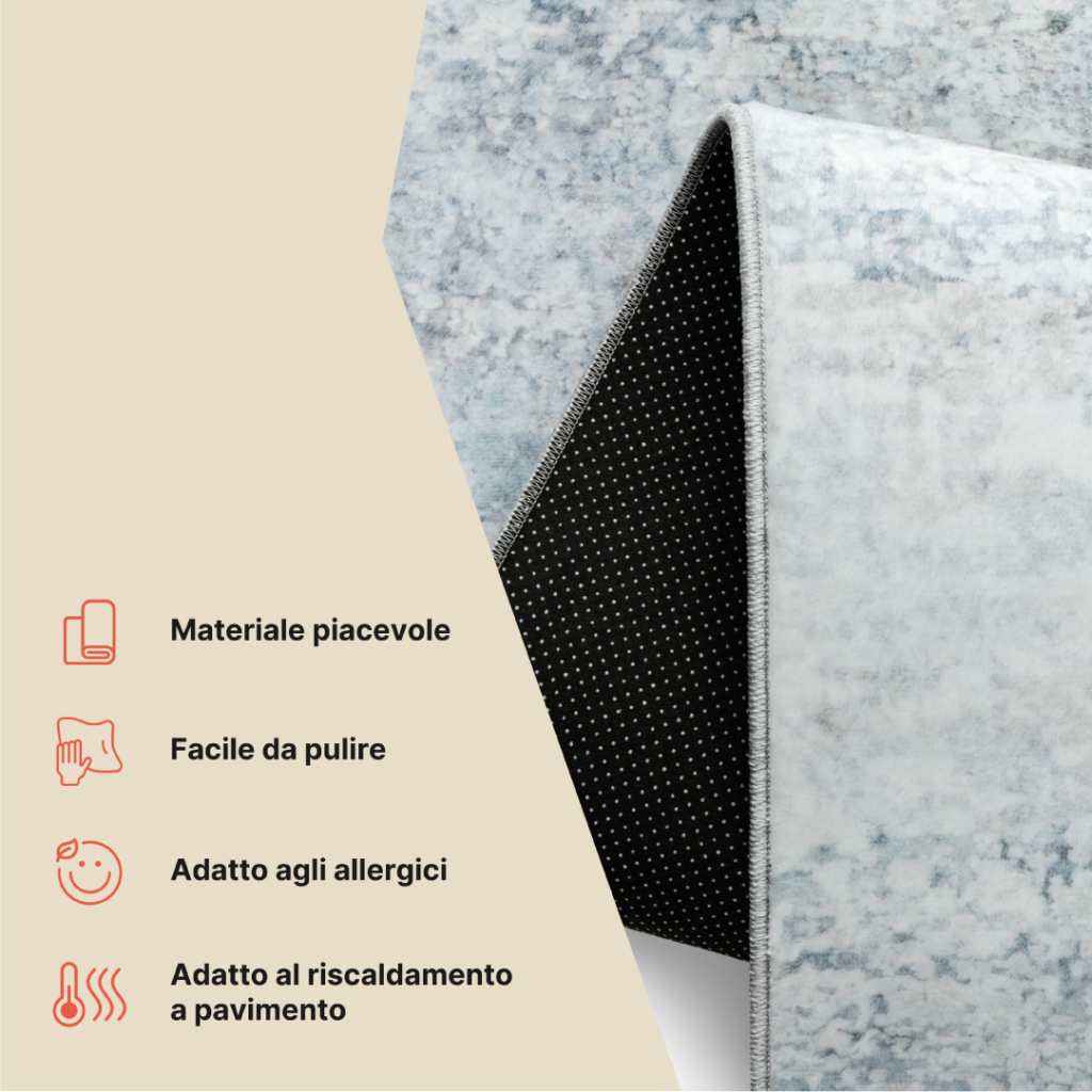 Tappeto Venezia Moderno Astratto Blu Grigio Bianco Antiscivolo